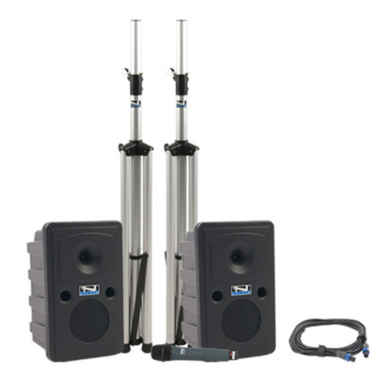 Anchor Audio GDP/HH Go Getter - Sistema PA Doble con Mic inalámbrico, mixer 4 canales, amplificador y Stands