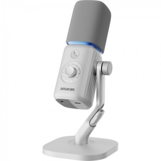 Amaran Kit de micrófono y soporte de escritorio supercardioide  (Blanco)