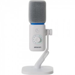 Amaran Kit de micrófono y soporte de escritorio supercardioide  (Blanco)