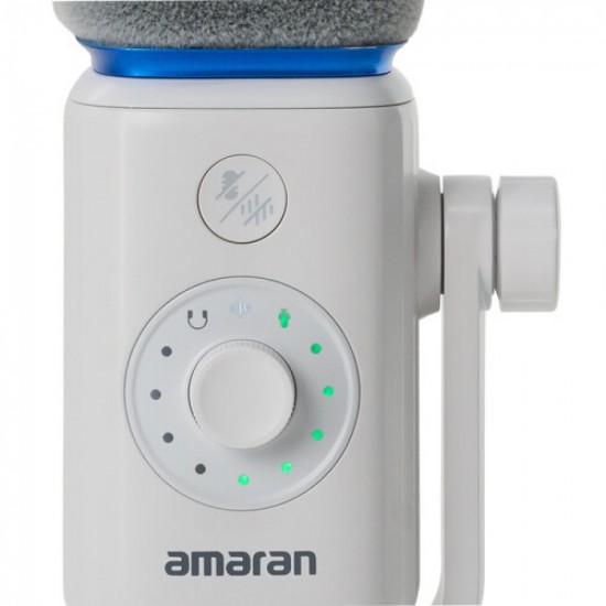 Amaran Kit de micrófono y soporte de escritorio supercardioide  (Blanco)