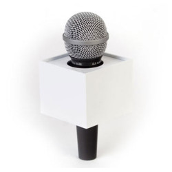 Benchmark R325250W Portalogo "Micflag" Blanco Rectangular para Micrófono de mano 8,20cm x 6,35cm