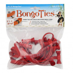 Bongo Ties Grip para Organizar Cables Rojo Pack de 10