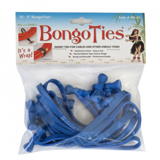 Bongo Ties Grip para Organizar Cables Azul Pack de 10