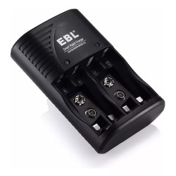EBL Cargador inteligente para baterías recargables AA, AAA, 9V, Ni-MH Ni-CD 