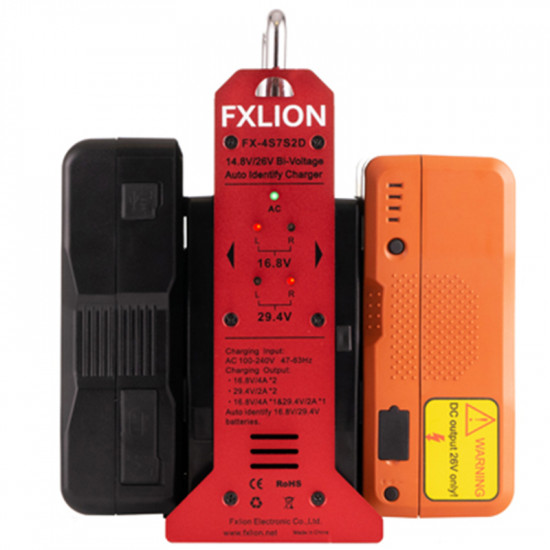 FXlion FX-4S7S2D Cargador Doble para Baterías  14,8 V / 26 V