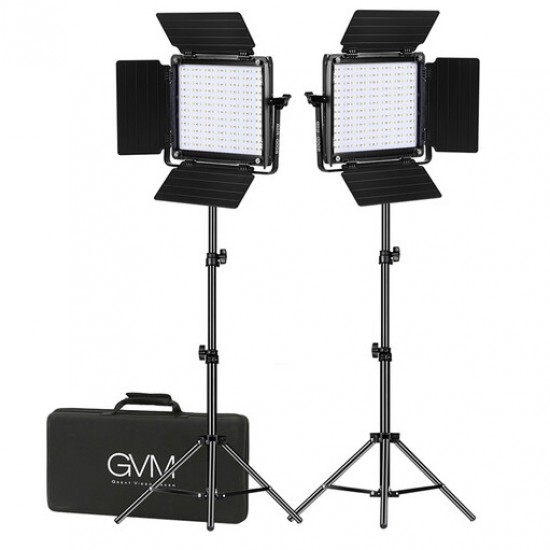 GVM 800D-RGB-2L Kit de 2 LED Soft Light Compacta Bi-Color & RGB