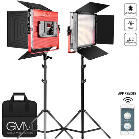 GVM MB832-2L kit 2 luces LED de panel para Estudio Bi-Color con Stand