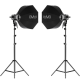 GVM P80S-II Kit de 2 LEDs Compactos 5600K con alto CRI de 97 con Softbox