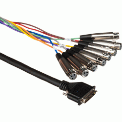 Hosa DTF-803 Snake Balanceada 8 x XLR3F  a DB25 Cable de 3 mts