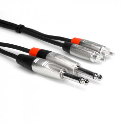 Hosa HPR-010x2 Cable Stereo Plug Rean mono 1/4" TS  a RCA Macho (3 mts)
