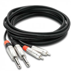 Hosa HPR-020x2 Cable Stereo Plug Rean mono 1/4" TS  a RCA Macho (6 mts)