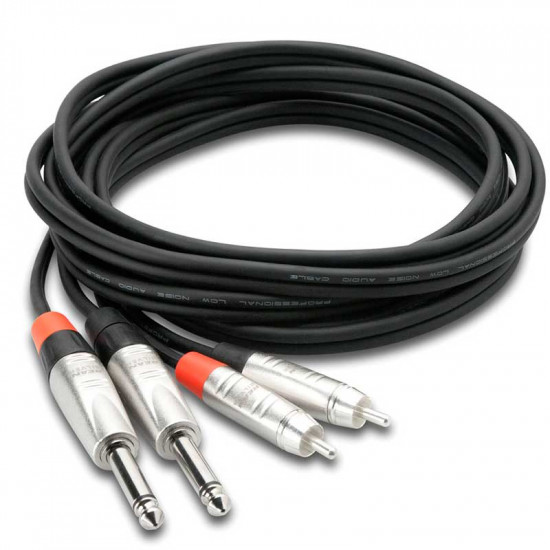 Hosa HPR-001.5x2 Cable 45cm Stereo Plug Rean mono 1/4" TS  a RCA Macho 