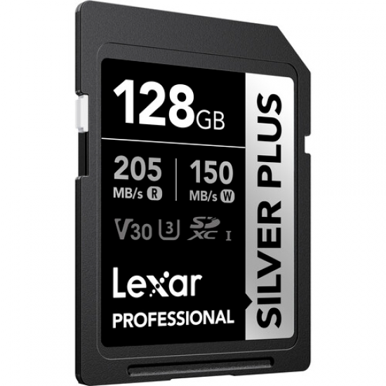Lexar Media LSDSIPL128G Professional Silver Plus 128 GB SDXC UHS-I  Memory Card  Lectura 205 MB/S / Escritura 150 MB/S.