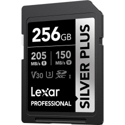 Lexar Media LSDSIPL256G Professional Silver Plus 256GB SDXC UHS-I Memory Card  Lectura 205 MB/S / Escritura 150 MB/S.