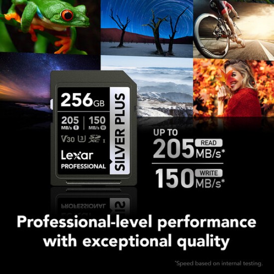Lexar Media LSDSIPL256G Professional Silver Plus 256GB SDXC UHS-I Memory Card  Lectura 205 MB/S / Escritura 150 MB/S.