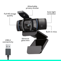 Logitech  C920s HD Pro Webcam Campo visual de 78°