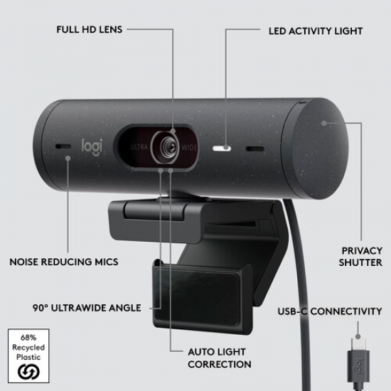 Logitech Webcam  Brio 500 1080p Full HD 