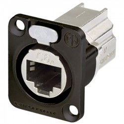 Neutrik NE8FDX-P6-B Conector Cat 6a Ethernet pasamuros blindado RJ45 con forma de D (Negro)