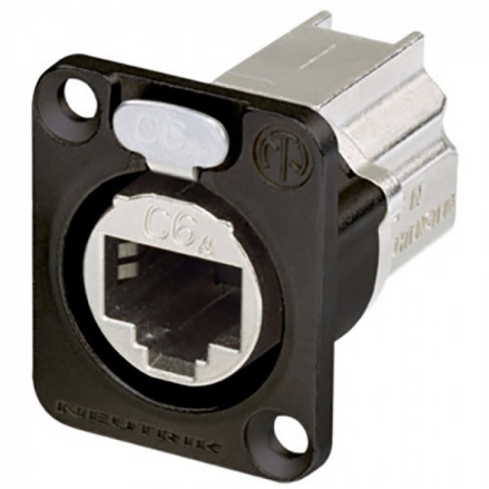 Neutrik NE8FDX-P6-B Conector Cat 6a Ethernet pasamuros blindado RJ45 con forma de D (Negro)