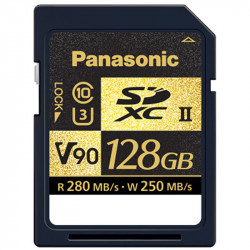 Panasonic SDXC 128GB V90 UHS-II U3 Lectura 280MB/s / 250MBs para ALL-intra