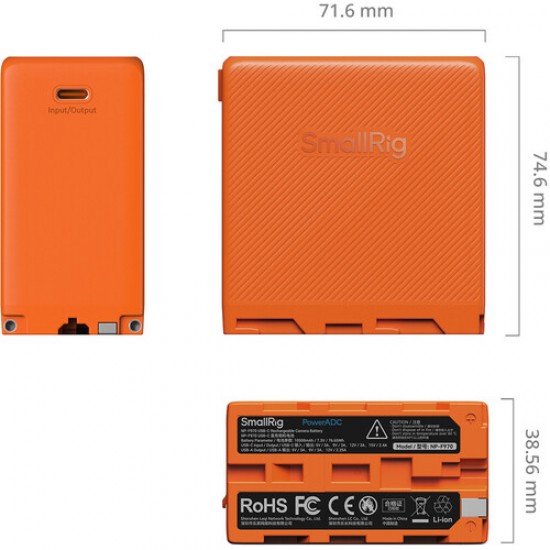 SmallRig 4576 Batería NP F970 Serie L 76.65Wh USB-C (orange)