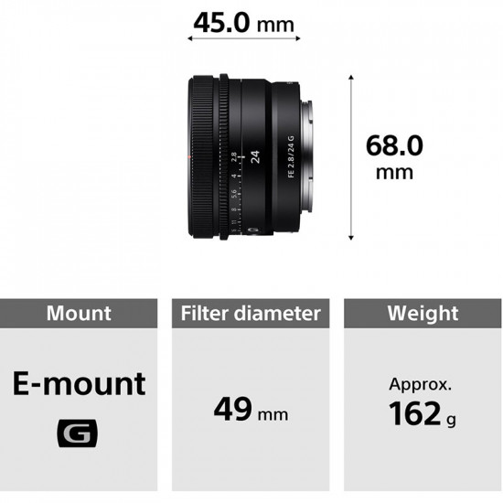 Sony SEL24F28G Lente Gran Angular Compact Prime FE 24 mm F/2.8 G
