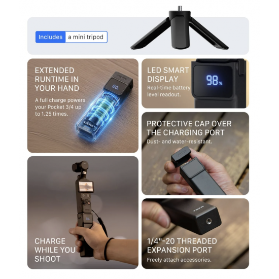 Tilta Batería externa portátil para DJI Osmo Pocket 3/4