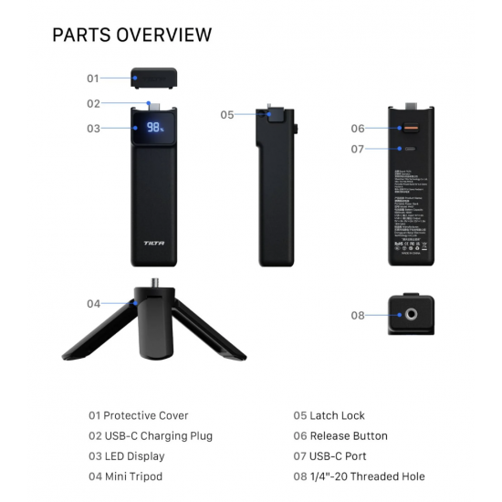 Tilta Batería externa portátil para DJI Osmo Pocket 3/4