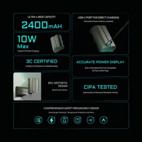 Tilta Batería LP-E6P carga por USB-C