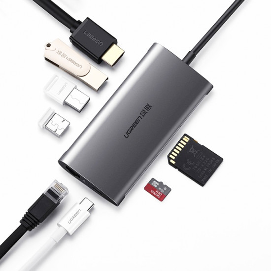 Ugreen 50516 Estacion USB-C (Thunderbolt 3) HDMI + USB 3.0 + LAN + Reader