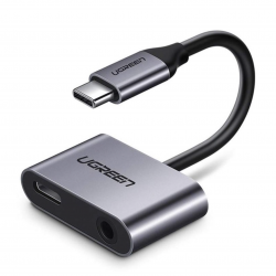 Ugreen Cable USB-C a 3.5mm + USB-C (plateado)