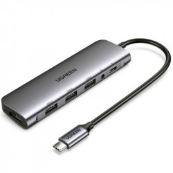 Ugreen 80132 Estacion USB-C (Thunderbolt 3) HDMI + USB 3.0 + 3.5mm Audífonos + USB-C