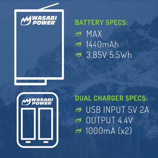 Wasabi Cargador Dual y Bateria para Gopro Max 360