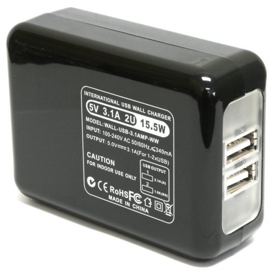 Wasabi Dual Power de pared con salida USB 3.1A 