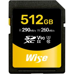  Wise SD-N512 SDXC 512GB V90 8K UHS-II U3 Lectura 290MB/s / 260MB/s