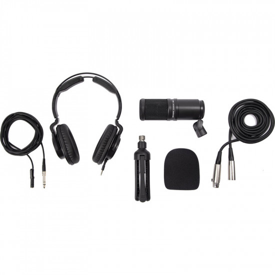 Zoom ZDM-1PMP Podcast Kit auriculares, paraviento y soporte de mesa